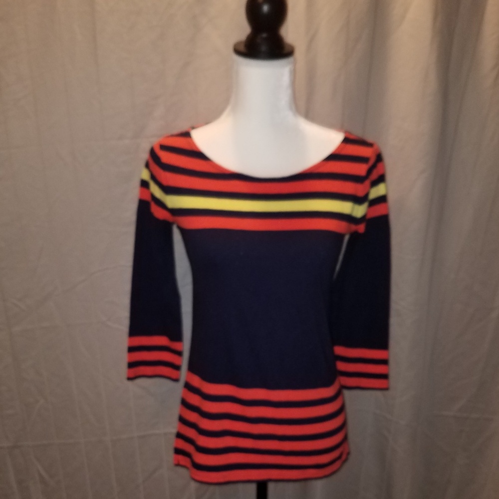 J. Crew boat neck striped 3/4 sleeve tshirt